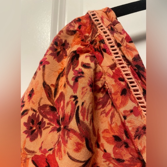 🍑🤎🌸 floral coral, red, brown dress - Picture 3 of 4